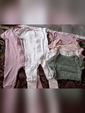 6-9mo Cloud Island 4 Short Sleeve Onesies & 2 Short Sleeve Double Zip Pajamas